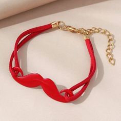 Nwt Red Mustache Clasp Bracelet. B#200 Bracelet Clasps, Red Gold, Lady In Red, Womens Jewelry Bracelets, Women Jewelry, Red, Women Shopping, Gold, Color