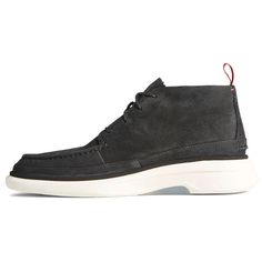 Casual Chukka Boots With Textured Sole And Moc Toe, Casual Suede Moc Toe Chukka Boots, Black Casual Suede Chukka Boots, High-top Suede Chukka Boots With Branded Insole, Casual Suede Chukka Boots With Branded Insole, Casual Suede Chukka Boots With Contrast Sole, Casual Suede Chukka Boots For Walking, Casual Moc Toe Sneakers For Work, Modern Chukka Boots With Textured Sole