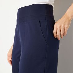 Comfort and style should be top of mind when deciding what to wear for the day, and Stylus' women's pull-on pants are perfect to complement everything in your wardrobe. This high-rise pant is crafted from soft stretch-knit and features a wide waistband for a slimming silhouette with side slant pockets for your key essentials.Front Style: Flat FrontFeatures: Stretch FabricClosure Type: Pull OnFit: Regular FitPockets: 2 Back Faux Pockets, 2 Front Slip PocketsRise: High RiseFiber Content: 83% Polye Pull On Wide Leg Pants, Casual Work Pants Women, Moms Favorite, Carne Asada, High Rise Pants, Wide Leg Pant, Sewing Art, Fall Fashion Outfits, Blue Pants