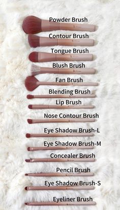 Everything You Need For Makeup, Brushes For Makeup Guide, Different Types Of Makeup Brushes, Brush Makeup Set, What Brushes To Use For Makeup, Brushes Makeup Uses, How To Use Makeup Brushes, Makeup For Face Type, Makeup Set Up