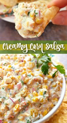 this creamy corn salsa is the perfect appetizer to serve for any party or gathering