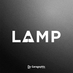 the word lamp is written in white on a black background