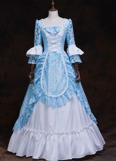 Blue Rococo Belle Princess Lolita Victorian Dress Medieval Reenactment Theater Dress   Condition: Brand New  Color: amp;nbsp; As Picture  Material: Satins And Lace  Silhouette: Ball Gown  Sleeve Length: Full Sleeve  Dresses Length:Floor-Length  Neckline: Square-Collar  Decoration: Bow + Lace  Style: Vintage   Includes: Dress    amp;nbsp; Blue Victorian Ball Gown, Rococo Masquerade, Victorian Dress Costume, Masquerade Party Dresses, Theatre Dress, Victorian Ball, Masquerade Ball Gowns, Full Sleeves Dress, Antoinette Dress