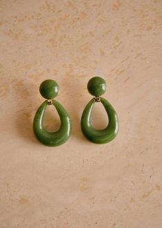 Earrings Coffee, Earrings Green, Green Earrings, Earrings Vintage