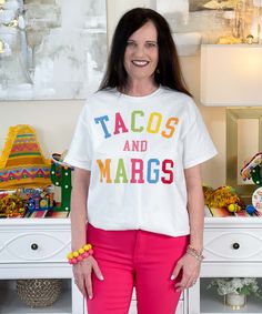 Introducing our "Tacos And Margs" Graphic Shirt, the ultimate celebration of two beloved favorites: tacos and margaritas! Whether you're gearing up for Cinco De Mayo festivities or simply embracing Taco Tuesday vibes, this shirt is the perfect choice for adding a touch of fun and flavor to your wardrobe.
Available in sizes ranging from S to 5XL, our shirt ensures a comfortable fit for everyone, so you can indulge in your love for tacos and margs without sacrificing style. Made from high-quality fabric, our shirt offers both comfort and durability, ensuring that you feel cool and confident wherever your culinary adventures take you.
With its playful design and vibrant colors, our "Tacos And Margs" Graphic Shirt is sure to be a hit at any fiesta or taco night. Whether you're enjoying a delic Tacos And Margaritas, Tuesday Vibes, Bride Workout, Taco Love, Black Friday Shirts, Taco Night, Taco Tuesday, Girl Mom, Graphic Shirt