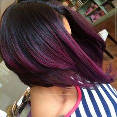 This Gallery has 20 Bob Styles That Will Make You Head Out And Buy Some Scissors Right Now Ombre Black To Red Hair, Dark Brown Hair With Peekaboos, A Line Haircut, Curly Haircut, Scene Girl, Hair Dyes, Coloring Ideas, Fun Hair, Ombré Hair