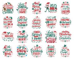 twelve christmas sayings in different styles