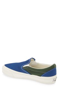 With a colorblock canvas upper and chunky bumper sole, this reissue of an iconic skate sneaker is a must-have for your casual rotation. Slip-on style with elastic gore insets Removable insole Textile upper and lining/rubber sole Imported Slip On Sneaker, Color Blocking, Blue Green, Slip On, Nordstrom, Sneakers, Blue