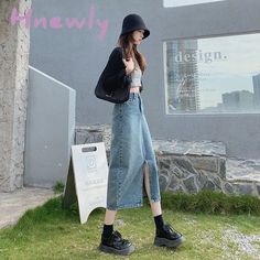 Open Half Denim Skirt Women Summer New Y2k High Waist Long Skirt Female Package Hip Skirt Jean Skirts Long Tyle Harajuku [23y 5m 24d] Trendy Blue Skirt For Streetwear, Casual Blue Denim Skirt For Winter, Blue High Waist Skirt For Streetwear, Casual High-waist Denim Skirt For Winter, High Waist Blue Skirt For Streetwear, Casual High Waist Denim Skirt For Winter, Jean Skirts Long, Crop Top And Sweatpants, Trendy Summer Fits