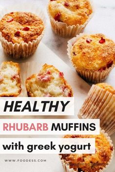 healthy rhubarb muffins with greek yogurt