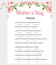 a mother's day trivia with pink flowers