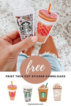 starbucks cup stickers with the text free print them out