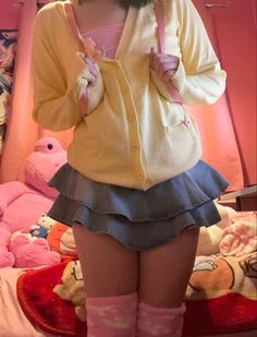 Kawaiicore Outfit Ideas, Yellow And Pink Outfit, Kawaii Fits, Cute Kawaii Outfits