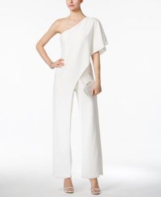 Adrianna Papell One-Shoulder Jumpsuit Bridesmaids Jumpsuits, Robes D'occasion, Evening Jumpsuit, Two Piece Jumpsuit, Cheap Bridesmaid Dresses, Jumpsuit Online, Short Dresses Casual