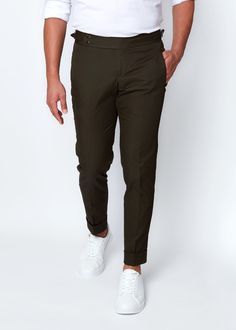 The Olive Green Chino Pants Green Chino Pants, Luxury Menswear, Green Chinos, Custom Suits, Casual Tees, Popover Shirt, Mens Luxury Fashion, Custom Suit, Suit Shirts