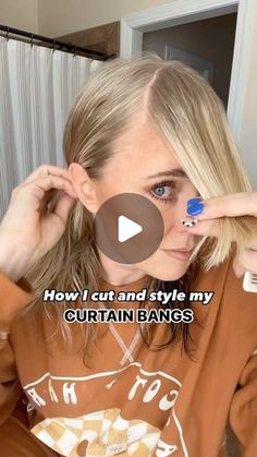 Trim Curtain Bangs, Blended Bangs, Bangs Vs No Bangs, Curtain Bangs Styling, Bangs Medium Length Hair, Cut Bangs Tutorial, Hairstyle Wavy Hair, Cut Side Bangs, Bangs Styling