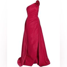 Only Worn Once, Berry Red Red Pre-draped Dress With Fitted Bodice, Red Pre-draped Dress With Pleated Bodice, Elegant Red Pre-draped Maxi Dress, Red Formal Evening Dress With Pleated Bodice, Red Pre-draped Evening Gown, Red Pleated Bodice Floor-length Dress, Red Pre-draped Dress For Gala, Red Floor-length Dress With Pleated Bodice, Red Gala Gown With Pleated Bodice