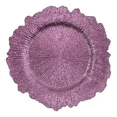 a pink paper plate on a white background