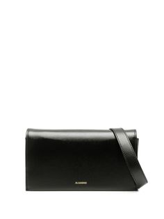 Jil Sander logo-debossed Leather Shoulder Bag - Farfetch Jil Sander Bag, Shoes Heels Classy, Debossed Logo, Belt Pouch, Black Leather Bags, Shoulder Bag Black, Accessory Pouch, Day Bag, Knitting Accessories