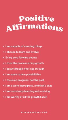 a red poster with the words positive affirmations