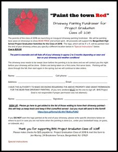 a flyer for paint the town red with an image of a paw print on it