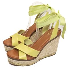 Nwt Vince Camuto Pharrah Bright Yellow With Gold Bottom Trimmings Around The Shoe Ankle Tie Espadrille Platform Wedge Sandals Beautiful For The Spring Ladies Size 10 Reposhing This Item I Purchased From @Rhrtx. Loved It, But Ready To Rotate For Something New. Yellow Heels With Heel Strap For Summer, Yellow Heel Strap Wedge Sandals For Summer, Yellow Wedge Heel Sandals For Spring, Yellow Wedge Sandals For Spring, Yellow Wrapped Heel Sandals For Summer, Chic Yellow Leather Wedge Sandals, Summer High Heel Yellow Heels, Yellow High Heel Summer Heels, Yellow Closed Toe Heels For Summer