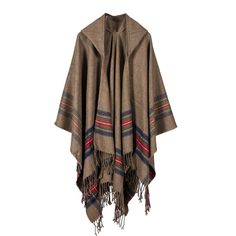 PRICES MAY VARY. 2021 Fashionable Open Front Poncho Capes with Hood Oversized Wool Pashmina Cardigans Blanket Shawls and Wraps with Tassels 100% acrylic,cozy and soft material,looks like cashmere,comfortable to touch and wear Large Oversized 130cm X 150 cm/51inch X 59inch,380g perfect weight,not too light and not too heavy Hooded cloak front open,stylish designs,vintage color block plain weave pattern,retro fringe trimmed end As blanket scarves for chilly day out,perfect warm blanket in chilly r Black Poncho, Striped Shawl, Oversized Sweater Cardigan, Cashmere Pashmina, Estilo Hippie, Winter Shawl, Millenial Fashion, Hooded Poncho, Bloomingdales Fashion