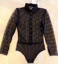 ZARA LACE BLOUSE BODYSUIT BLACK See Thru Boho Lux COCKTAIL Goth Glam GORGEOUS! S Blouse Bodysuit, Goth Glam, Lint Brush, Bodysuit Blouse, Bodysuit Black, Boho Luxe, Black Bodysuit, Lace Blouse, Brands Outlet