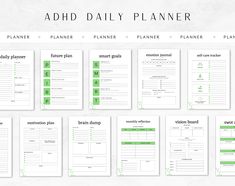 the daily planner is shown in green and white