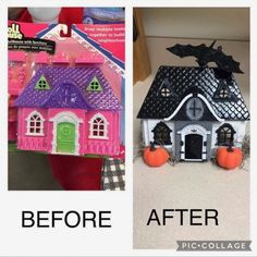 Dollhouse Transformation, Dollar Store Halloween Diy, Craft Houses, Halloween Diorama, Cardboard Houses, Halloween Arts, Holiday Houses, Spooky Ideas, Halloween Crafting