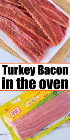 there are two different types of bacon in the oven, and one is turkey bacon in the oven