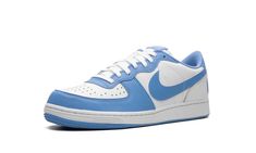 The Nike Terminator Low "University Blue" is a colorway of the retro basketball sneaker loosely inspired by the “UNC” theme.  The Terminator Low “University Blue” isn’t affiliated with the University of North Carolina and its sports teams, but nonetheless shows love to the school with its color block inspired by the Tar Heels uniform colors.  The upper is complete with a white leather base and University Blue leather overlays and Swoosh branding.  “Nike” detailing is found in blue lettering on t Nike Throwback Low-top Basketball Shoes, Nike Low-top Throwback Basketball Shoes, Nike Basketball Shoes With Gum Sole For Light Sports, Nike Retro Low-top Basketball Shoes, Nike Retro Basketball Shoes With Boost Midsole, Nike Retro Basketball Shoes With Rubber Sole, Nike Basketball Shoes With Rubber Sole, Retro Nike Basketball Shoes With Rubber Sole, Retro Low-top Basketball Shoes With Abzorb Midsole