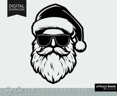 a santa claus with sunglasses and a beard is shown in the shape of a christmas hat