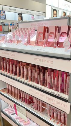 #kyliecosmetics #kyliejenner #kylieskin #kyliecosmetics #kyliecosmetics Kylieskin Aesthetic, Kylie Makeup Collection, Kylie Cosmetics Packaging, Lalala Girl, Sephora Aesthetic, Display Rack Ideas, Kylie Cosmetics Christmas Collection, Kylie Matte Lip Kit, Kylie Cosmetics Store