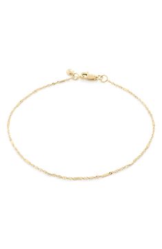 Mixed-shaped links shimmer in their own unique way on this delicate chain bracelet sustainably handcrafted from recycled 14-karat gold. Exclusive US retailer Recycled 14k gold Imported This product meets Nordstrom Sustainably Sourced Materials criteria: contains at least 30% sustainably sourced materials Delicate 14k Gold Bracelet With Delicate Chain, Timeless 14k Gold Delicate Chain Bracelet, Classic Yellow Gold Chain Bracelet With Delicate Chain, Timeless Gold Curb Chain Bracelet, Classic Yellow Gold Bracelet With Satellite Chain, Delicate 14k Gold Cable Chain Bracelet, Classic Yellow Gold Delicate Chain Bracelet, Modern 14k Gold Bracelet With Delicate Chain, Adjustable 14k Gold Bracelet With Cable Chain