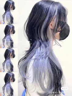 #dicasdebeleza #penteado #trança #autoestima #penteado#elegante #hair#cachos #cabelosliso #hairstyle Dyed Silver Hair, Hair Dye Styles Ideas, Blue White Hair, Periwinkle Hair, Cool Hair Designs, Unique Portraits, Portrait Fine Art, Dip Dye Hair, Peekaboo Hair