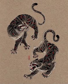 Creepy Tiger Tattoo, Japanese Tattoo Art Tiger, Japanese Tiger Art Tattoo Designs, Japanese Tiger Chest Tattoo, Japanese Tattoo Art Traditional, Japanese Tiger Art, Old Lady Dress