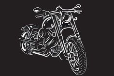 a drawing of a motorcycle on a black background