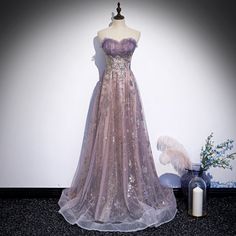 Color: Light Purple, size: XXL Fairy Prom Dress, Light Purple Dress, Elegant Party Dress, Prom Dresses Elegant, Princess Prom Dresses, Dress Fairy, Banquet Dresses, Sequin Evening Dresses, Elegant Party Dresses