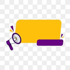 a yellow and purple speech bubble with a megaphone on it's side png