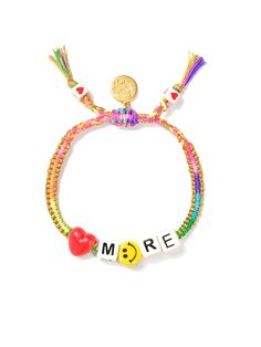 a bracelet with the word more written on it