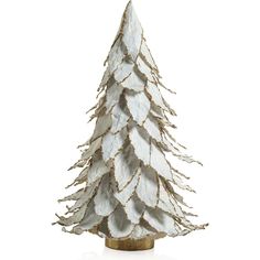 White Natural Leaf Christmas Tabletop Tree with Gold Trim Fabric Christmas Trees, Christmas Tabletop, Paper Leaves, Tabletop Christmas Tree, Christmas Tree Crafts, Beautiful Christmas Trees, Leaf Nature, Christmas Inspiration, Holiday Decorations