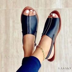 Lasaky - Simple yet Stylish Slipper Sandals Casual Shoes Women Flats, Soft Sole Slippers, Chic Flats, Womens Sandals Summer, Womens Sandals Wedges, Casual Flat Shoes, Peep Toe Sandals, Leather Slippers, Slipper Sandals