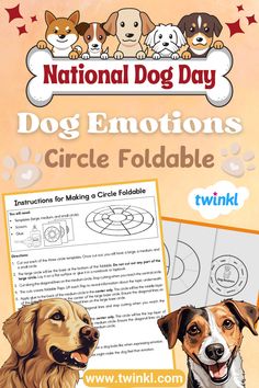 Dog Emotions Circle Foldable Feelings Activity, Dog Emotions, Feelings Activities, National Dog Day, Circle Template, Vocabulary Activities, Activity For Kids, Teach Kids