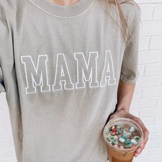 MAMA, but embroidered for a little extra touch that feels like fall. Comfort Colors® are a unisex fit...a lil boxy, midweight, and the slouchiest, most stylish and broken-in tee in your closet. 100% cotton. Grab your normal size or size up one to pair with biker shorts for extra style and comfort. *CARE INSTRUCTIONS: RECOMMEND AIR DRY OR TUMBLE DRY LOW HEAT* Cricut Vinyl Shirts, Mama Graphic Tees, Mom T Shirt Ideas, Mama Shirts Vinyl, Mom Tshirt Ideas, Young Mom Outfits, Cool Mom Shirts, Mama Tee Shirts, Embroidered Tee Shirt