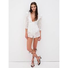 Nwt For Love And Lemons Santo Floral Lace Deep V-Neck Romper In White Size Xs Condition: Brand New With Tags Daisy Dreamin' Signature White Lace Romper. Perfect For A Summer Bridal Moment Or Your Upcoming Vacation. Daisy Vine Lace Romper Scalloped Edge Collar Floral Embroidery Deep-V Neckline 3/4 Puff Sleeves Functional Button Fly Keyhole With Button Closure At Back Bodysuit Lining Adjustable Straps Fabric + Care Self:99% Recycled Polyester/ 1% Other; Lining: 97% Recycled Polyester/ 3% Spandex E Chic Lace V-neck Jumpsuits And Rompers, Feminine V-neck Jumpsuits And Rompers, Summer Lace V-neck Jumpsuits And Rompers, Spring Lace V-neck Jumpsuits And Rompers, Elegant Lace V-neck Jumpsuits And Rompers, Elegant Lace Jumpsuit With V-neck, Elegant Lace V-neck Jumpsuit, Summer Lace Jumpsuits And Rompers With V-neck, Summer Lace Jumpsuits With V-neck