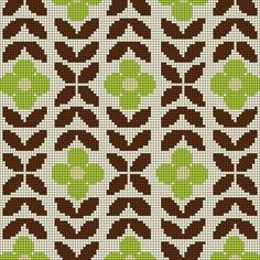 a cross stitch pattern with green and brown designs