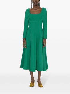 Emilia Wickstead, Maxi Dress Green, Elegant Dress, Ankle Length, Square Neck, A Line Skirts, Dress Making, Fashion Branding, Maxi Dress