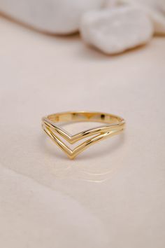 Double 925 Solid Gold Plain Stacking Ring Double V Ring - Etsy Plain Rings Gold For Women, Plain Gold Ring Design For Women Unique, V Ring, Plain Gold Ring, Curve Ring, Minimalist Necklace Gold, Plain Rings, Casual Rings, Bday Gift