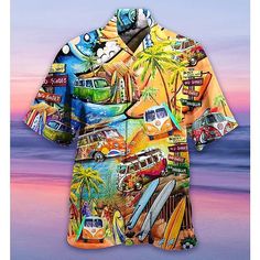 Season:Summer,Spring; Fabric:Polyester; Sleeve Length:Short Sleeve; Look After Me:Washable,Hand wash,Machine wash; Gender:Men's; Style:Hawaiian,Streetwear,Fashion,Tropical,Designer; Tops Type:Summer Hawaiian Shirt,Shirt; Occasion:Hawaiian,Beach,Going out,Casual,Holiday; Age Group:Adults'; Fit Type:Regular Fit; Pattern:Graphic Prints,Lights,Flamingo; Design:Button-Down,Print; Neckline:Turndown; Front page:FF; Listing Date:02/20/2023; Bust:; Length:; Shoulder Width:; Fit US Size:; Fit UK Size:; Fi Hippie Car, Outdoorsy Style, Camp Shirts, Hippie Bus, Surf Shack, Hawaii Beaches, Beach Camping, Beach Casual, Outfits Men